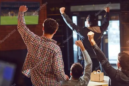 Rugby match on big screen at the grill