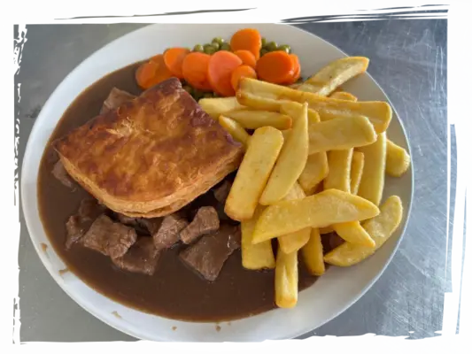 Steak pie and fish & chips served at the clubhouse